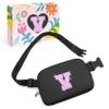 COSHAYSOO Initial Letter Fanny Pack for Girls Personalized Christmas Birthday Gifts for 6 7 8 9 10 11 12 Year Old Teen Girl, Girly Fashion Crossbody Purse Belt Bag Preteen Tween Trendy Stuff Black V
