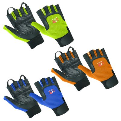 BTR BORN TO RACE Wheelchair User Gloves Set Mobility Disability Fingerless Long Thumb Leather Palm Workout Weight Lifting, Cycling Gloves Set (Hiviz/Blue/Orange (3-Pack), S)