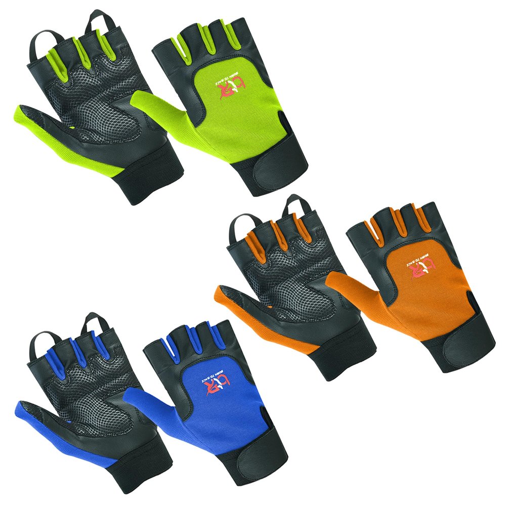BTR BORN TO RACE Wheelchair User Gloves Set Mobility Disability Fingerless Long Thumb Leather Palm Workout Weight Lifting, Cycling Gloves Set (Hiviz/Blue/Orange (3-Pack), S)