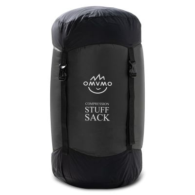 OMVMO Sleeping Bag Stuff Sack, 11L/18L/30L/45L/52L Water-Resistant Compression Sack,Anti-Tear Ultra Light Nylon Storage BagBlack/Yellow/Orange/Dark Blue/Dark Green/Sky Blue (Black, M/19L)