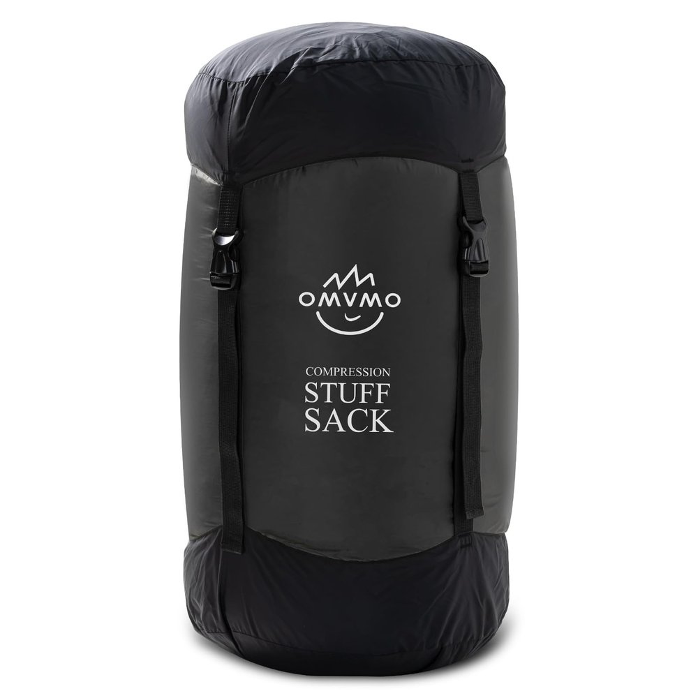 OMVMO Sleeping Bag Stuff Sack, 11L/18L/30L/45L/52L Water-Resistant Compression Sack,Anti-Tear Ultra Light Nylon Storage BagBlack/Yellow/Orange/Dark Blue/Dark Green/Sky Blue (Black, M/19L)