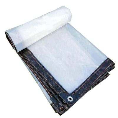 JMDNTQ Clear Waterproof Tarps Cover, Garden Rainproof Clear Poly Tarps, Waterproof Transparent Tarpaulin with Grommets, Tear Resistant Waterproof Greenhouse Tarp, PE Tarpaulin Transparent