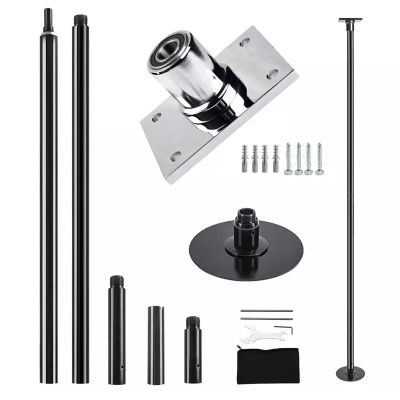 NUNETH Ceiling-Mounted Heavy Duty Permanent Dance Pole 2.24-4 M, Living Room Bedroom Fitness Dancing Pole Kit, 45mm Competition Stripping Pole, 6 Colours (Color : Black, Size : 224-274cm(7.35-9ft))