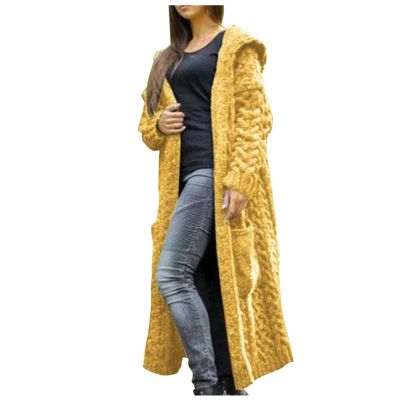 SACFOF Women's Long Sleeve Cable Knit Cardigan Sweaters 2023 Open Front Long Cardigans Coats Hoodies Outerwear with Pockets