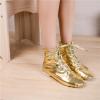 Unisex Kids Lace-up Jazz Dance Shoes Canvas Soft Leather Split Sole Ballet Boots for Girls Boys (Toddler/Little Kid/Big Kid) (Gold Leather Hight,11,Unisex,Little_Kid,Little Kid) view 2