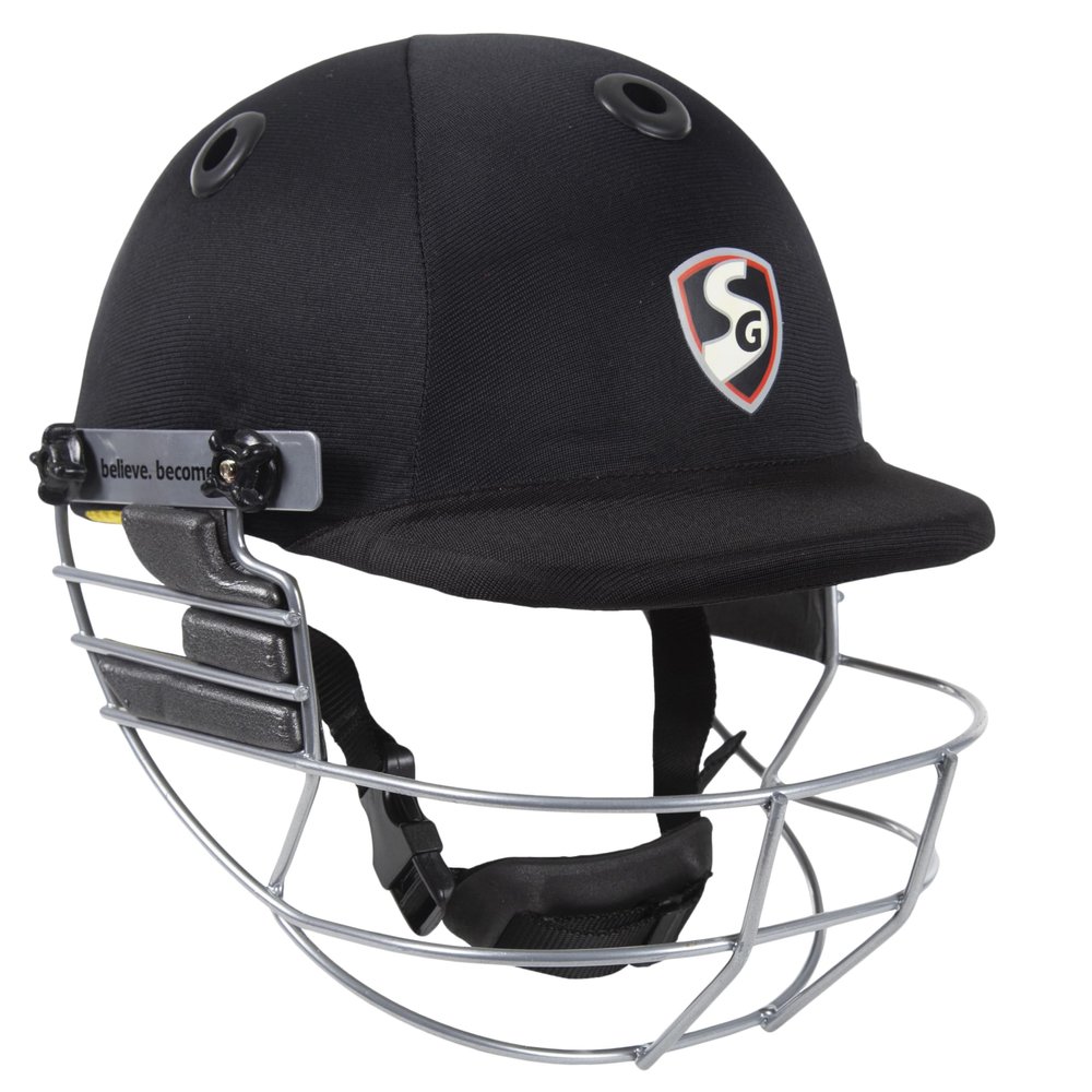 SG Blaze Tech Cricket Helmet | Black | Large | Polypropylene | Unisex | Lightweight | High-Density EVA Lining | Adjustable Strap | Ventilation Holes | 6 Vent Grill | Comfortable Fit
