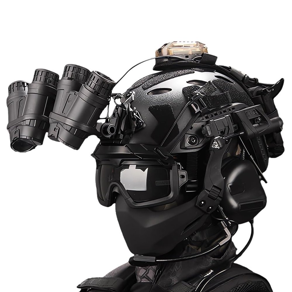 KLYso for Paintball Shooting, Halloween, CS and Other Outdoor Activities,Tactical Mask and Fast Helmet Pickup Noise Canceling Headphones NVG Set Combo (Color : BK6)