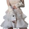 Eominve Y2K Arm Warmers for Women Teens Japanese Harajuke Lolita Cute Knitted Fingerless Gloves Heart Thumb Hole Gloves (White) view 1