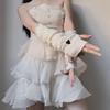 Eominve Y2K Arm Warmers for Women Teens Japanese Harajuke Lolita Cute Knitted Fingerless Gloves Heart Thumb Hole Gloves (White) view 2