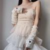 Eominve Y2K Arm Warmers for Women Teens Japanese Harajuke Lolita Cute Knitted Fingerless Gloves Heart Thumb Hole Gloves (White) view 3