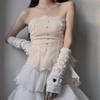 Eominve Y2K Arm Warmers for Women Teens Japanese Harajuke Lolita Cute Knitted Fingerless Gloves Heart Thumb Hole Gloves (White) view 4