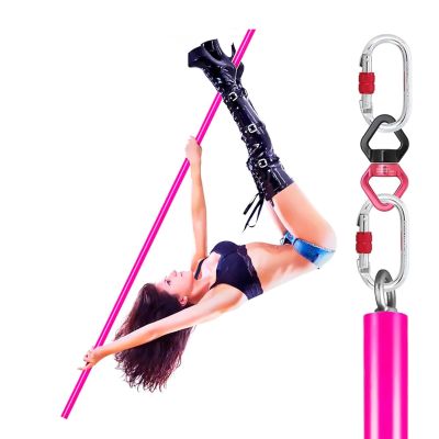 NUNETH 2M Flying Pole Aerial Dancing Pole Set, Portable 360 Rotating Dance Pole for Home/Dance Studio/Acrobatic Show, 45mm Stripper Pole Silver Pink Black (Color : Pink Aerial Pole Dance)
