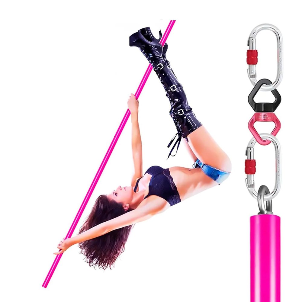 NUNETH 2M Flying Pole Aerial Dancing Pole Set, Portable 360 Rotating Dance Pole for Home/Dance Studio/Acrobatic Show, 45mm Stripper Pole Silver Pink Black (Color : Pink Aerial Pole Dance)