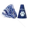Anderson's Exclusive Blue and White Paw Pride Shaker Pom Poms Megaphone Noisemaker Set School Spirit Cheerleader Sports Fan Football Homecoming Squad Team Party Dance Club Pack of 48 view 1