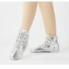 Unisex Kids Lace-up Jazz Dance Shoes Canvas Soft Leather Split Sole Ballet Boots for Girls Boys (Toddler/Little Kid/Big Kid) (Silver Leather Hight,1,Unisex,Little_Kid,Little Kid) view 2