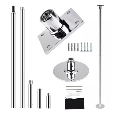Ceiling-mounted Heavy Duty Permanent Dance Pole 2.24- 4 M, Living Room Bedroom Fitness Dancing Pole Kit, 45mm Competition Stripping Pole, 6 Colours ( Color : Silver , Size : 320-372cm(10.5-12.2ft) )