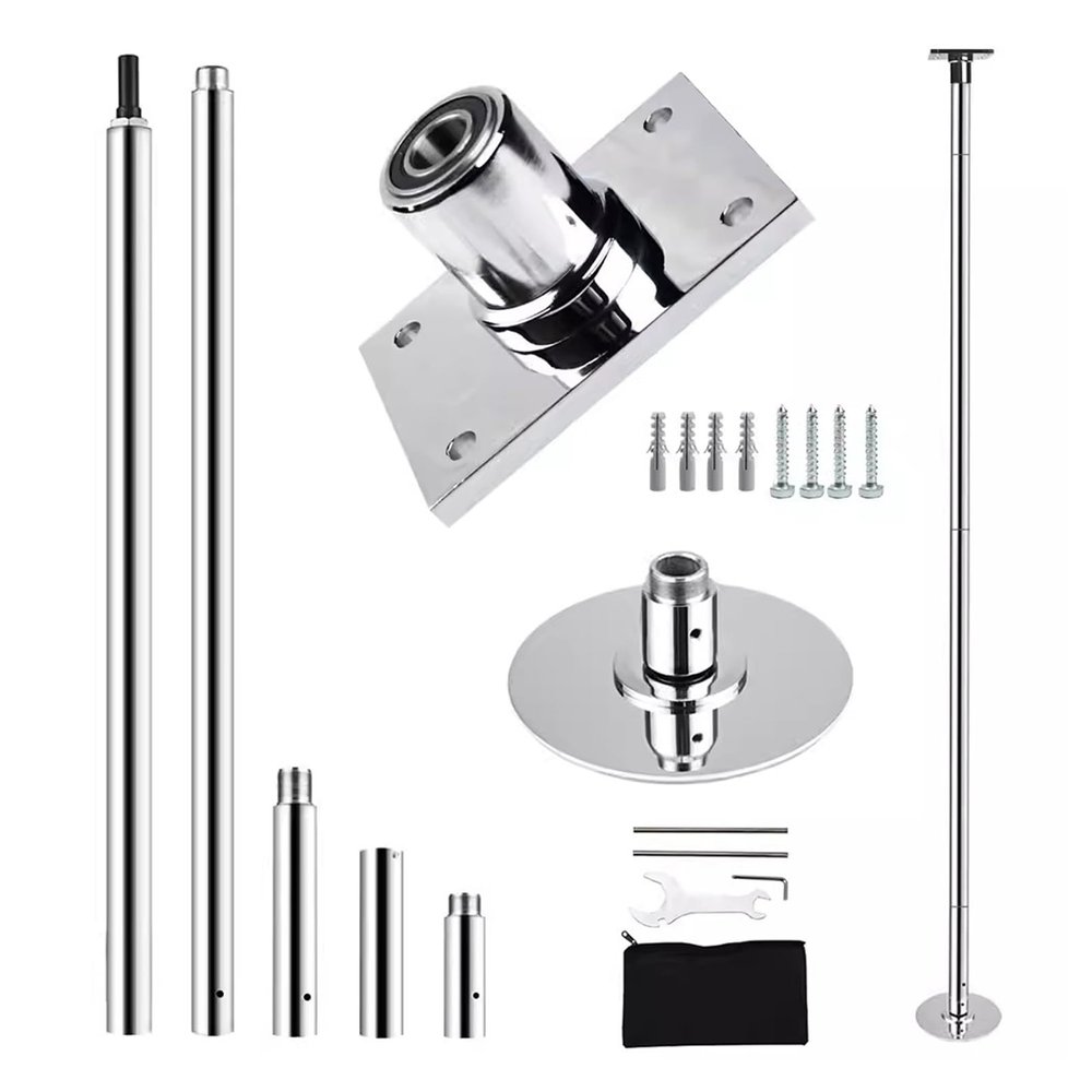 Ceiling-mounted Heavy Duty Permanent Dance Pole 2.24- 4 M, Living Room Bedroom Fitness Dancing Pole Kit, 45mm Competition Stripping Pole, 6 Colours ( Color : Silver , Size : 320-372cm(10.5-12.2ft) )