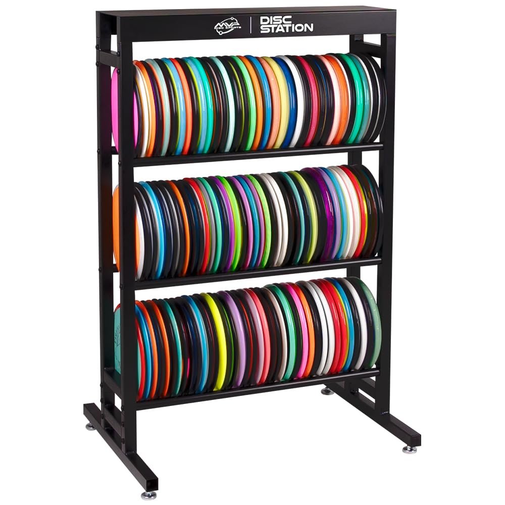 MVP Disc Sports Disc Station Disc Storage Rack (3 Shelf/Black)
