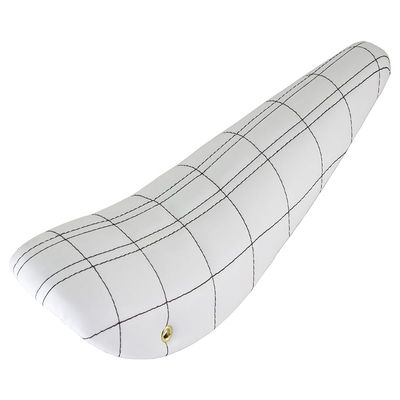 ALTALINE Two Lined Square Stitched Vinyl 20" Bicycle Banana Saddle/Seat, Multiple Colors (White)