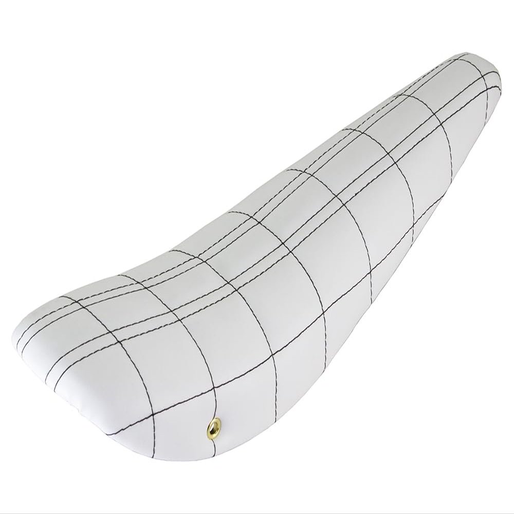 ALTALINE Two Lined Square Stitched Vinyl 20" Bicycle Banana Saddle/Seat, Multiple Colors (White)