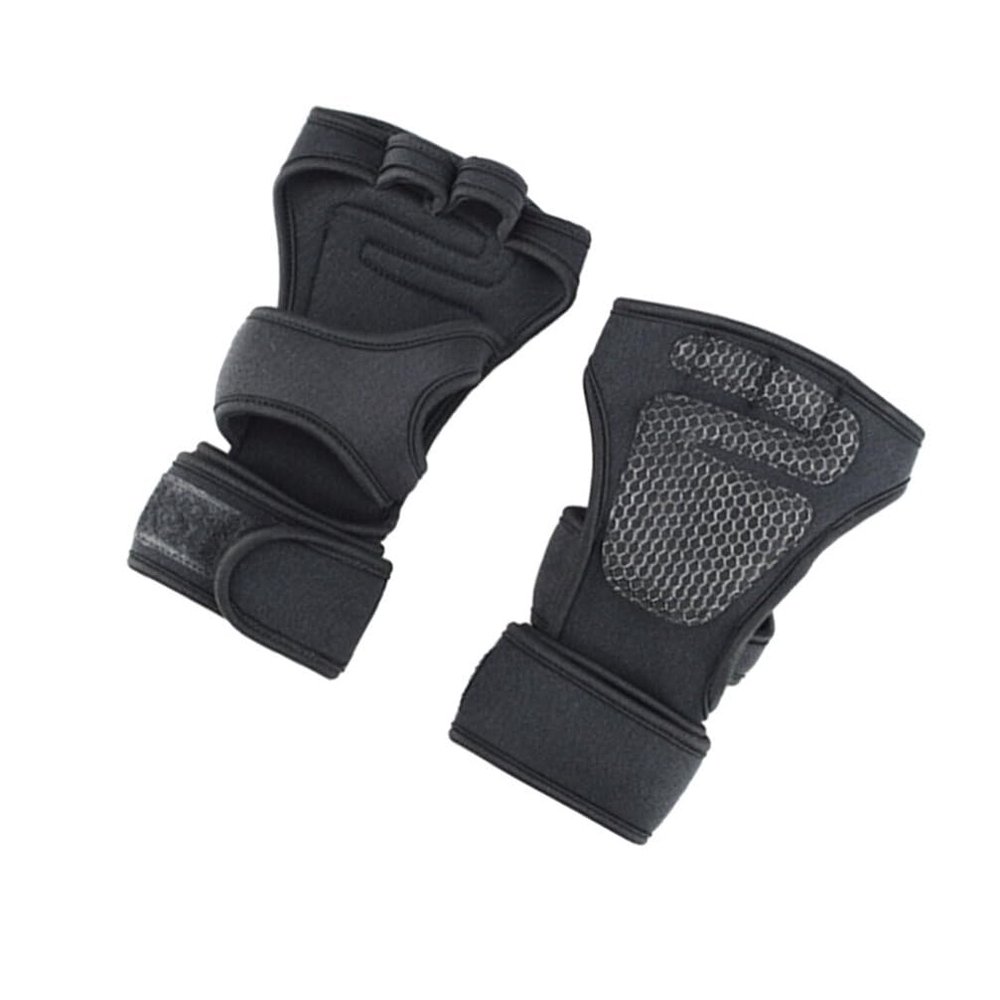 DOITOOL 1pair Half Finger Palm Care Gloves -skid Gel for Fitness Cycling Breathable Design Comfortable Grip for Weightlifting Yoga Strength Training Black