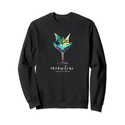 Cat Martini, Meowtini Shaken Not Purr-ed | Funny Martini Cat Sweatshirt