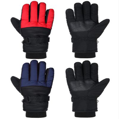 SATINIOR 2 Pairs Kids Waterproof Winter Snow Gloves Ski Gloves for Boy Girl Outdoor Warm Thickening Snowboard(Dark Blue, Red,6-10 Years)