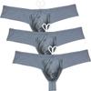 Men's Solid Contour Pouch Bikini Swimsuit 1/3 Hip Coverage Swim Briefs Shiny Swimwear Surf Mini Cheeky Trunks 3-Pack(Dark Gray) L view 1