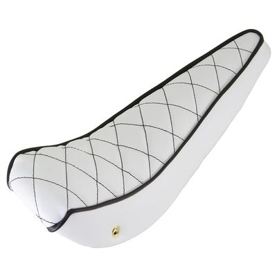 ALTALINE Single Lined Diamond Stitched Vinyl 20" Bicycle Banana Saddle/Seat, Multiple Colors (White)