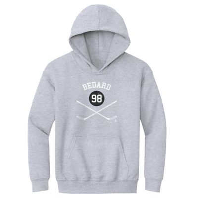 500 LEVEL Connor Bedard Youth Sweatshirt (Youth Hoodie, X-Large, Gray) - Connor Bedard Chicago Sticks WHT
