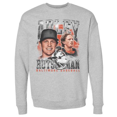500 LEVEL Adley Rutschman Sweatshirt (Crew Sweatshirt, XX-Large, Heather Gray) - Adley Rutschman Baltimore Vintage WHT