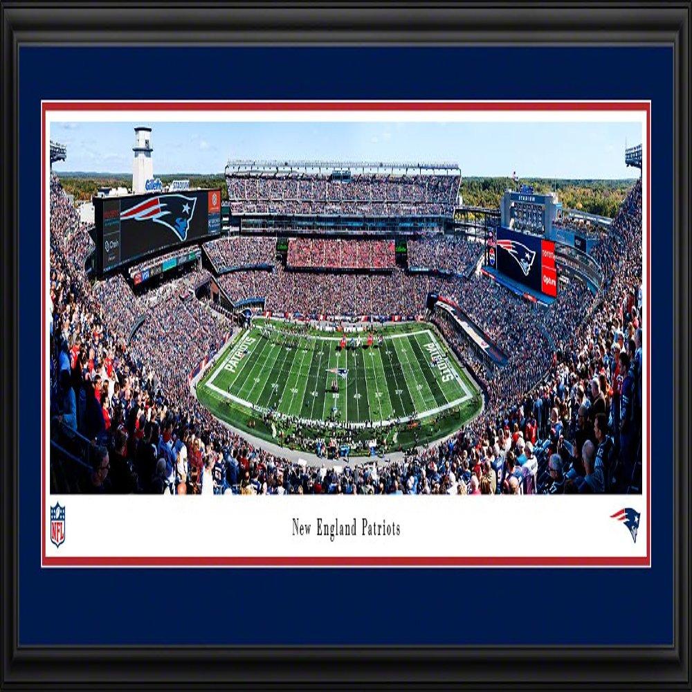 New England Patriots - 44x18-inch Double Mat, Deluxe Framed Picture by Blakeway Panoramas