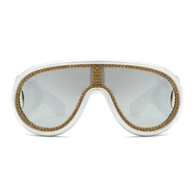 Wrap Around Y2K Sunglasses for Women Men Shield Flat Top Sunglasses Futuristic Frameless Gradient Lens Sun Glasses (silver)