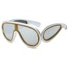 Wrap Around Y2K Sunglasses for Women Men Shield Flat Top Sunglasses Futuristic Frameless Gradient Lens Sun Glasses (silver) view 2