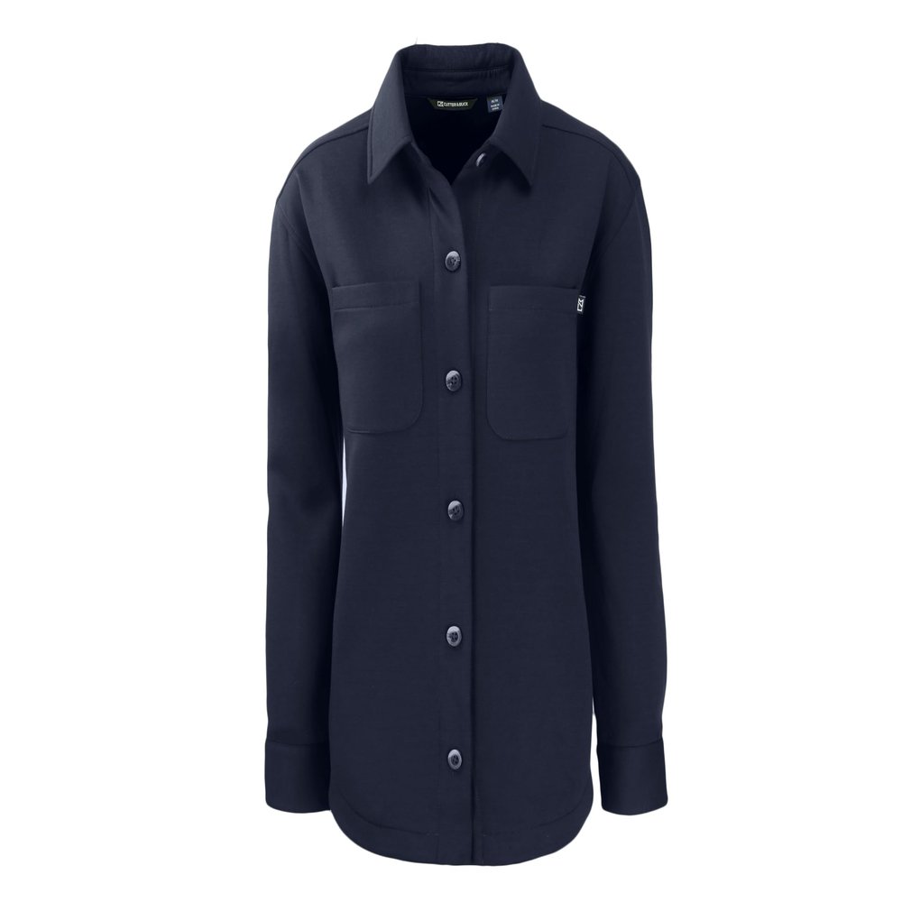 Cutter & Buck Roam Eco Knit Womens Shirt Jacket, Navy Blue, M