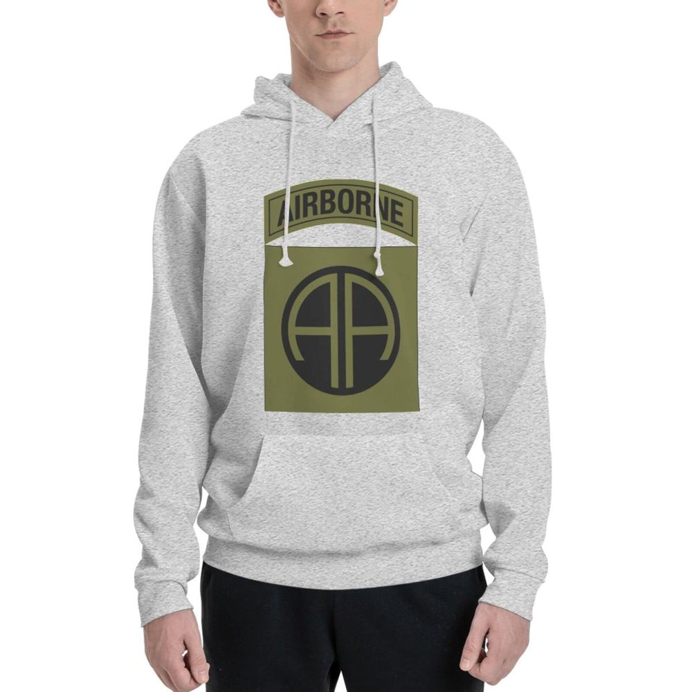 82nd Airborne Division Men'S Pocket Hoodie Pullover Hooded Sweatshirt Large Gray