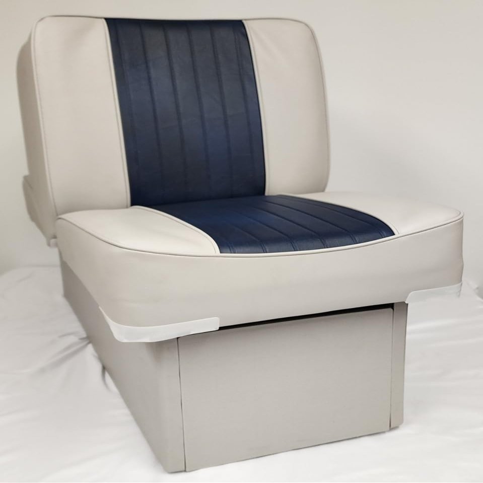 Horizon Manufacturing Boat Seat Back-to-Back Lounge Seat, Fishing Ski Lounge 10" Base Grey/Navy 1007-ABD
