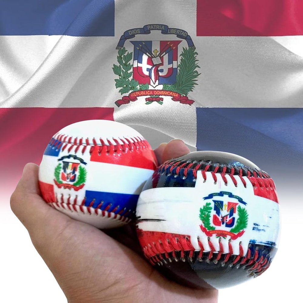Dominican Republic Flag Baseball combo - Dominican accessories Play with Pride or Display Your Heritage (DR 2 Combo Ball)