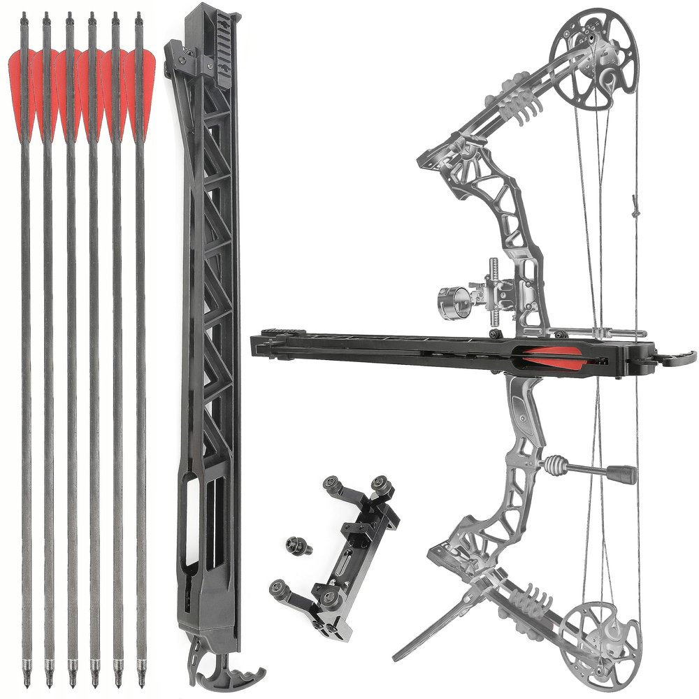 Archery Compound Bow Repeating Rapid Fire Device, 6 Shots Arrow,Arrow Automatic Self Loading Suitable for Compound Bows/Metal Riser Recurve Bow (Type 1)