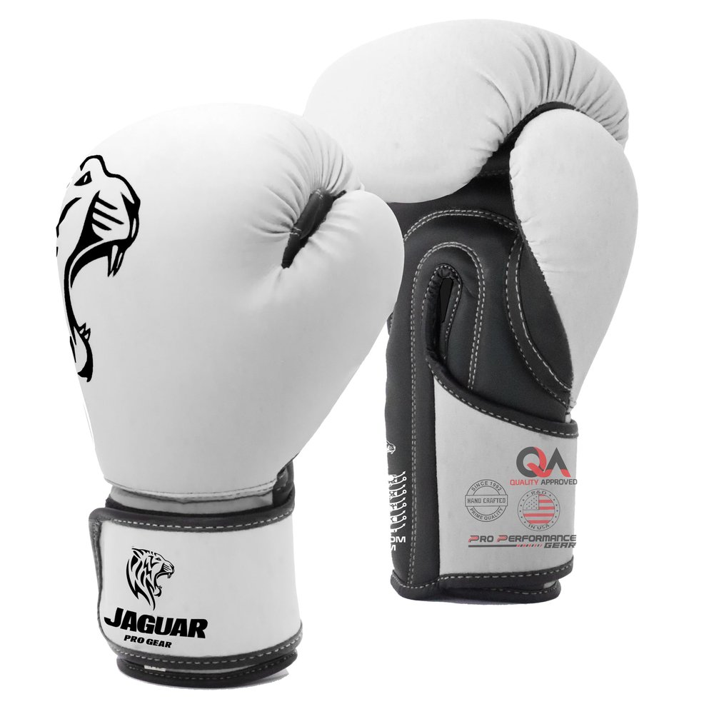 Jaguar PRO Series - Traning Boxing Gloves for Boxing MMA Muay Thai Bag Workout - Training & Competition (White, 16 OZ)
