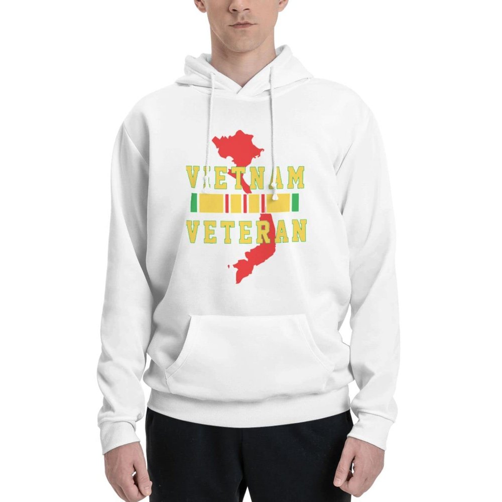 LIETEX Vietnam Veteran Men'S Pocket Hoodie Pullover Hooded Sweatshirt X-Large White