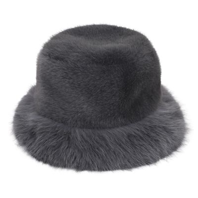 Fuzzy Bucket Hat Womens Fashion Camo Furry Faux Fur Winter Hat Men Wide Brim Plush Warm Fisherman Cap Cute Fluffy Bucket Hats (Grey)
