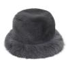 Fuzzy Bucket Hat Womens Fashion Camo Furry Faux Fur Winter Hat Men Wide Brim Plush Warm Fisherman Cap Cute Fluffy Bucket Hats (Grey) view 1