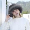 Fuzzy Bucket Hat Womens Fashion Camo Furry Faux Fur Winter Hat Men Wide Brim Plush Warm Fisherman Cap Cute Fluffy Bucket Hats (Grey) view 2