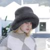 Fuzzy Bucket Hat Womens Fashion Camo Furry Faux Fur Winter Hat Men Wide Brim Plush Warm Fisherman Cap Cute Fluffy Bucket Hats (Grey) view 4