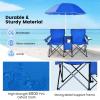 MAT EXPERT Folding Double Camp Chair w/Removable Umbrella, Portable Picnic Chair w/Mini Table, Chair Set w/Beverage Holder, Portable Loveseat Camp Chairs for Beach/Backyard/Poolside/Park view 3