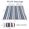 Campsuper 79x79 Picnic Blanket Extra Large, Waterproof and Foldable Beach Blanket, 3-Layer Outdoor Blanket for 6 to 8 Adults, for Camping, Park, Beach, Grass, Indoors (Mocha and Blue Stripe) view 2