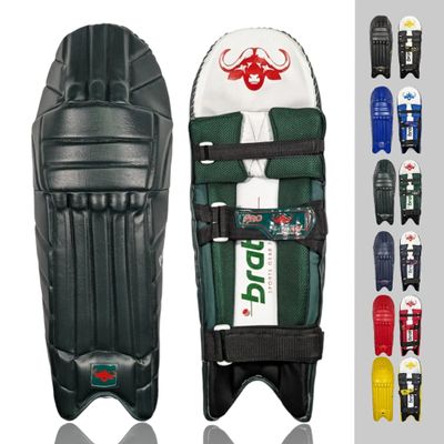 Bratla Pro Colored Cricket Batting Pads Legguard Adult (Green)