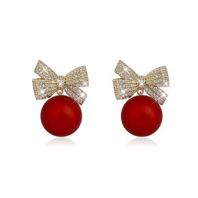 Pearl Bow Earrings for Women Coquette Aesthetic Jewelry Rhinestone Bow Earrings for Bridesmaids Wedding Party Accessories Bridal Costume Accents Bowknot Themed Gifts