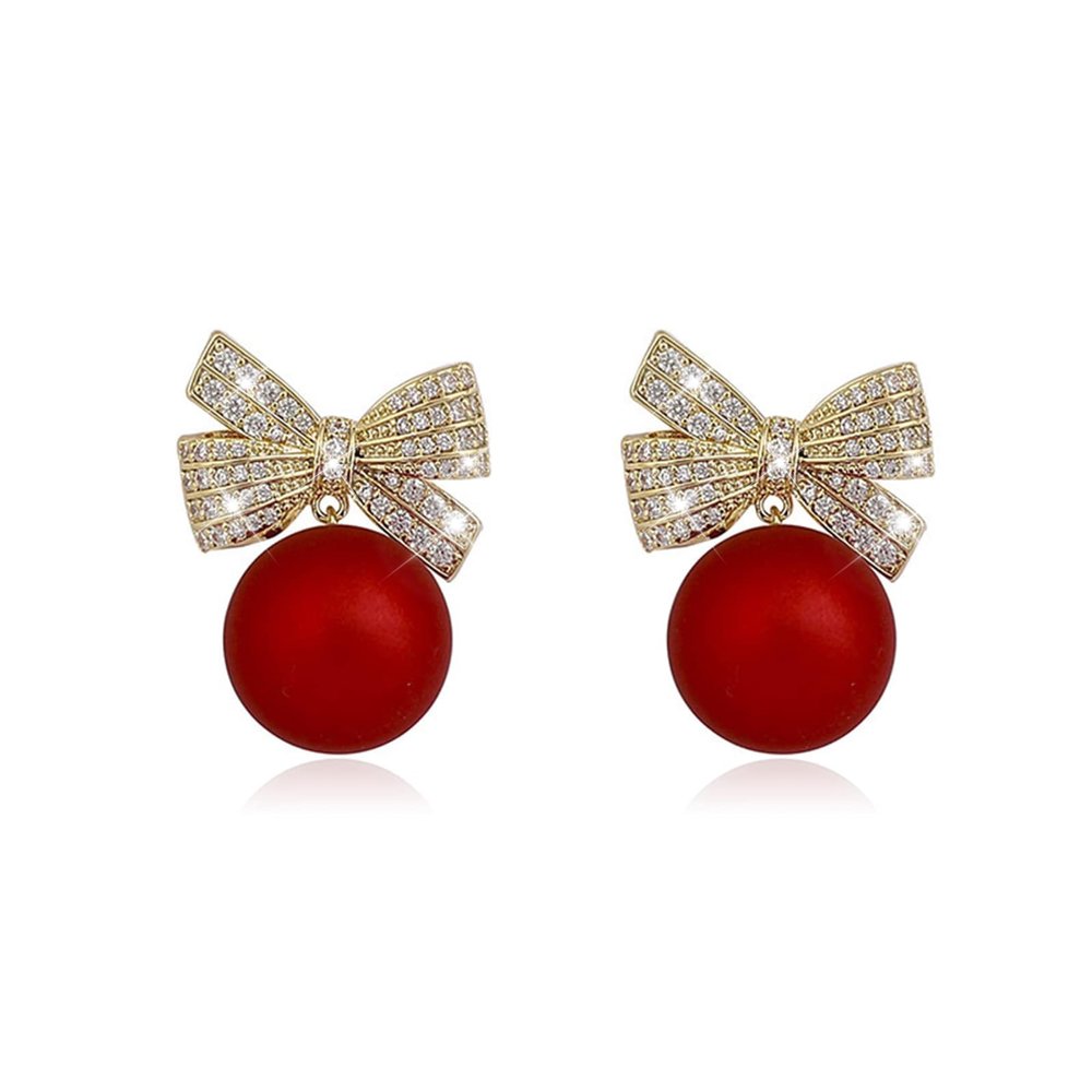 Pearl Bow Earrings for Women Coquette Aesthetic Jewelry Rhinestone Bow Earrings for Bridesmaids Wedding Party Accessories Bridal Costume Accents Bowknot Themed Gifts